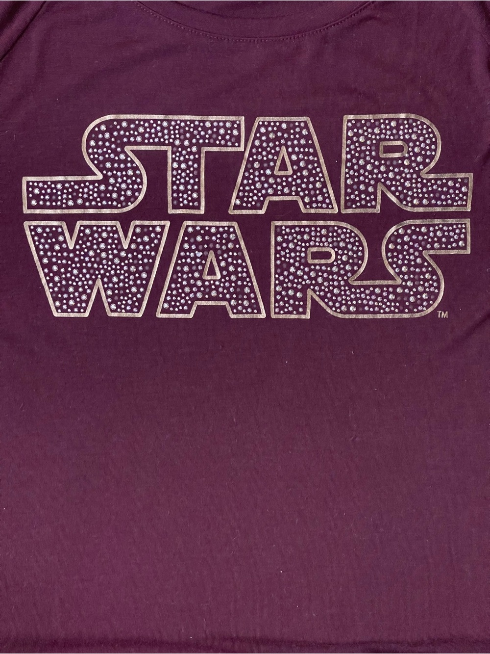 Rock & Republic x Star Wars Rhinestone Cold Shoulder Top Large Burgundy Y2K * - Picture 5 of 5